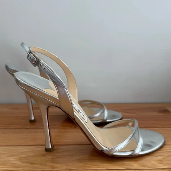 Jimmy Choo Silver Strappy Heels for Women size 38.5 - Picture 3 of 7